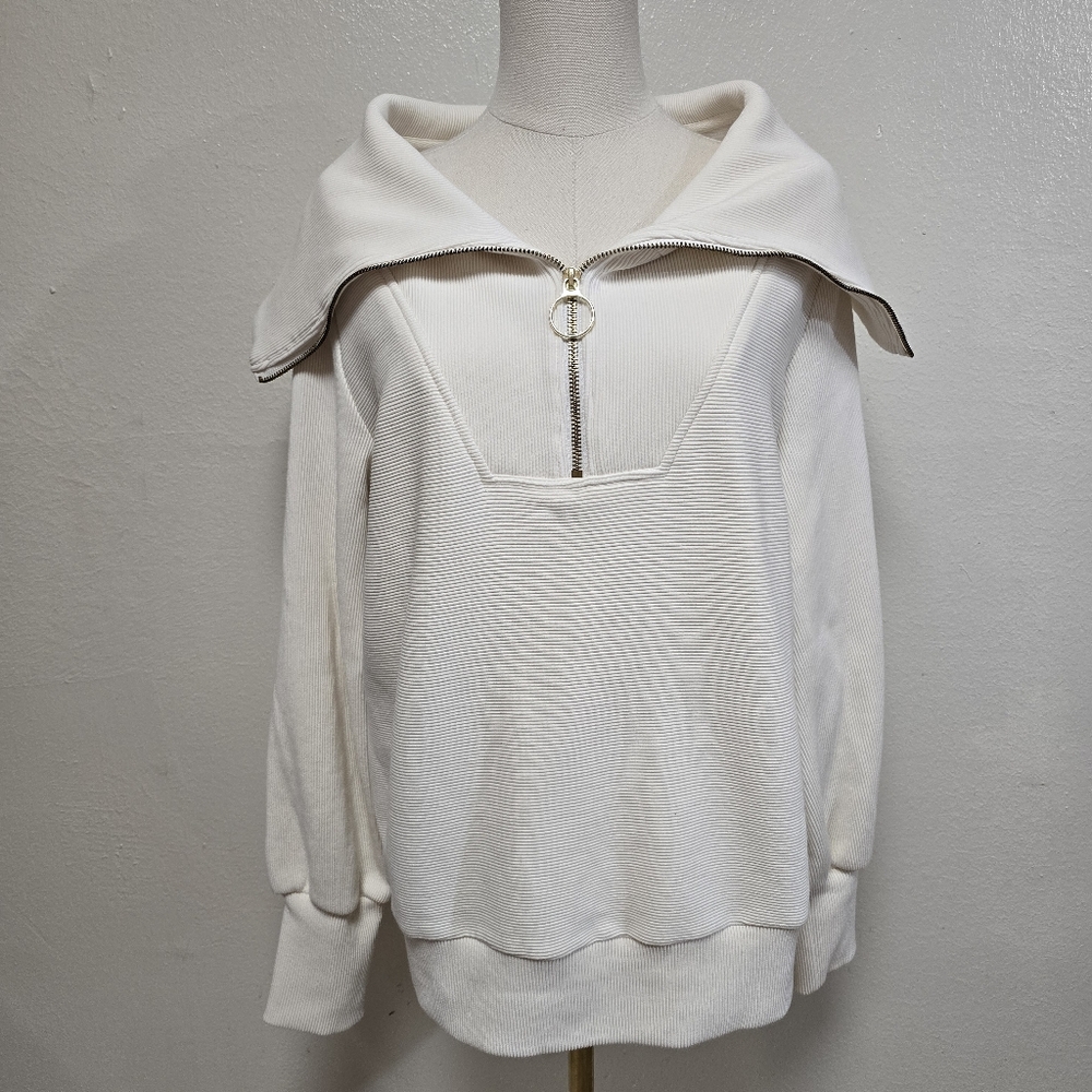 Varley Vine Ottoman Half Zip Pullover Ivory Size XS - Picture 5 of 11